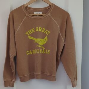 THE GREAT. Brown Sweatshirt with Yellow Graphic